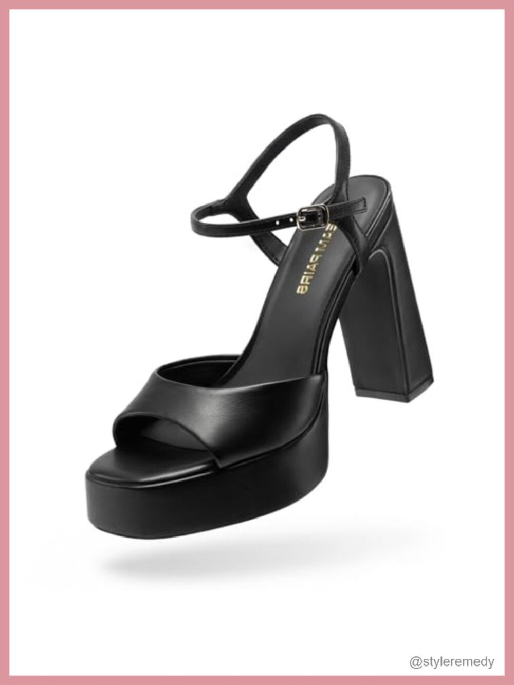 Women's Platform Heels Square Toe Block Heels Ankle Strap Y2K Party Shoes Faux